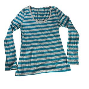 Rue 21 Girls Top Turquoise Gray Stripe Long Sleeve Shirt XL Tee Long Sleeve